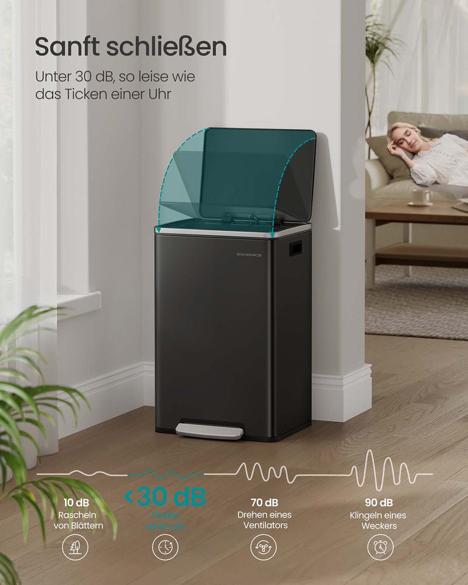 Prullenbak 50 L – Met pedaal – Softclose deksel – Handgrepen