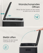 Prullenbak 50 L met deksel en handgrepen inktzwart