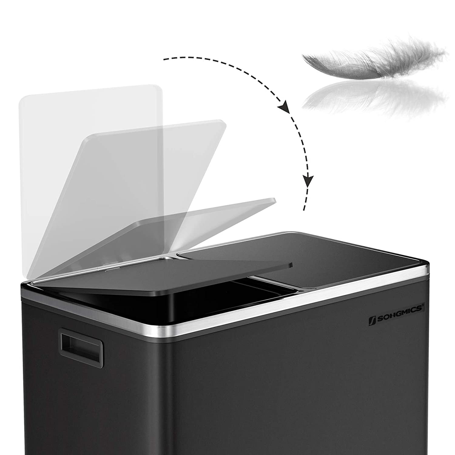 Prullenbak met pedaal en 2 compartimenten - Zwart