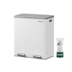 Vuilnisbak – 2 x 30 liter – met deksel en binnenemmer – crème wit