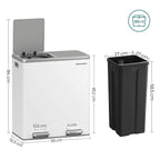 Afvalemmer - Met 2 vakken - 2 x 30 L - Softclose - Pedaal - Wit