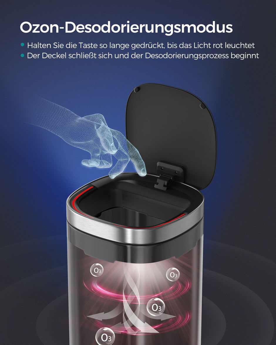 Prullenbak met bewegingssensor – 50 L – 30 x 30 x 74,6 cm – Ozonfunctie voor geurverwijdering