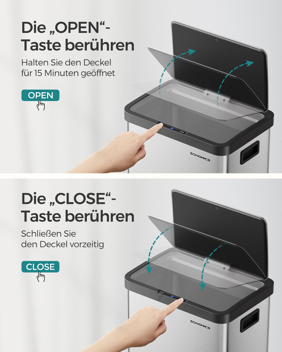 Prullenbak met Bewegingssensor – 68 L – Stil sluitend deksel – Inclusief vuilniszakken