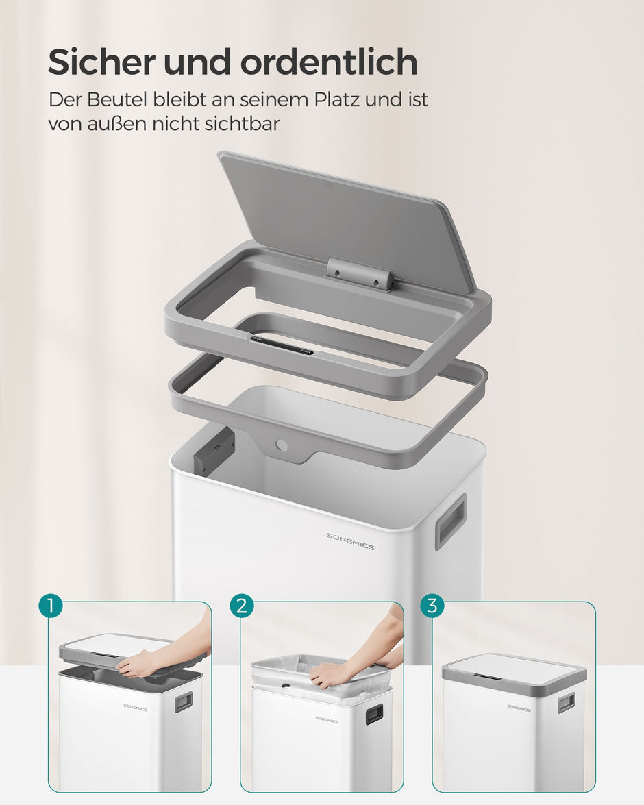 Prullenbak met bewegingssensor – 68 L – Stil sluitend deksel – Inclusief 15 vuilniszakken