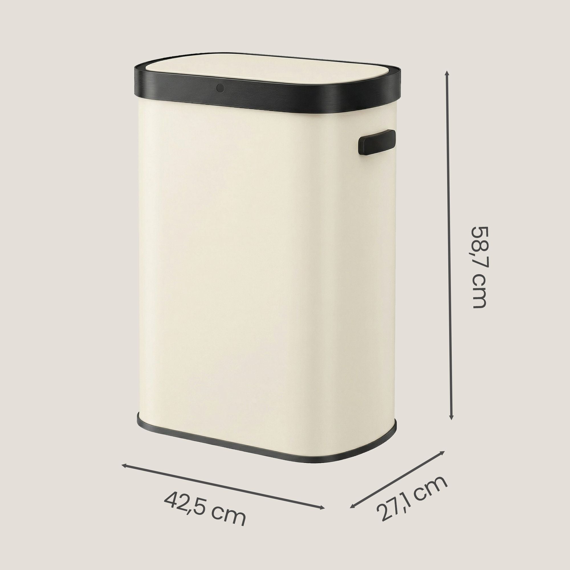 Sensor Prullenbak - 50 Liter - Soft-Close Deksel - Staal - Crème