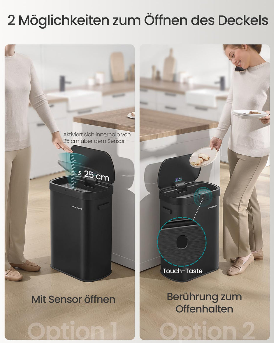 Prullenbak met automatische sensor – Soft-close deksel – 50 L  – 42,5 x 27,1 x 58,7 cm