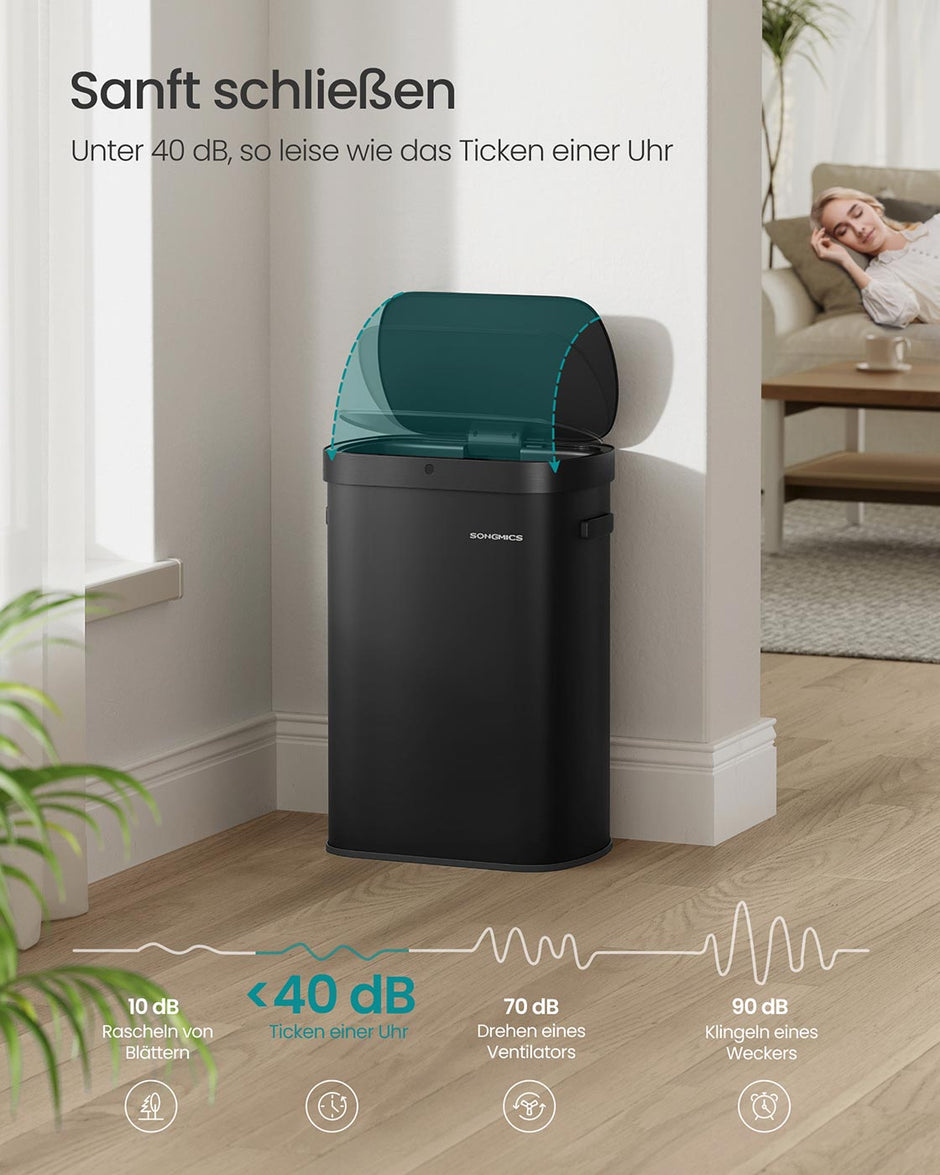 Prullenbak met automatische sensor – Soft-close deksel – 50 L  – 42,5 x 27,1 x 58,7 cm