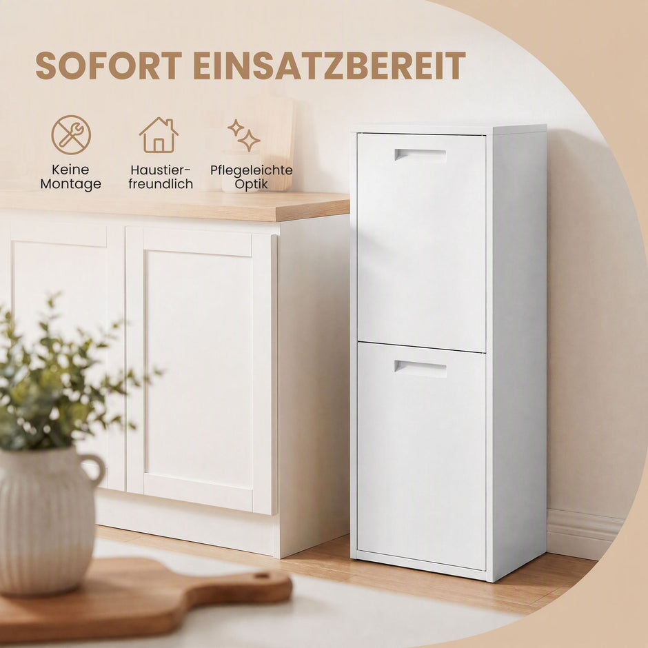 Afvalscheidingssysteem – 2 x 17 L – Geurdicht – Staal – Wit