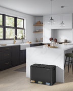 Keukenprullenbak met 3 vakken – Stijlvol ontwerp – Inktzwart