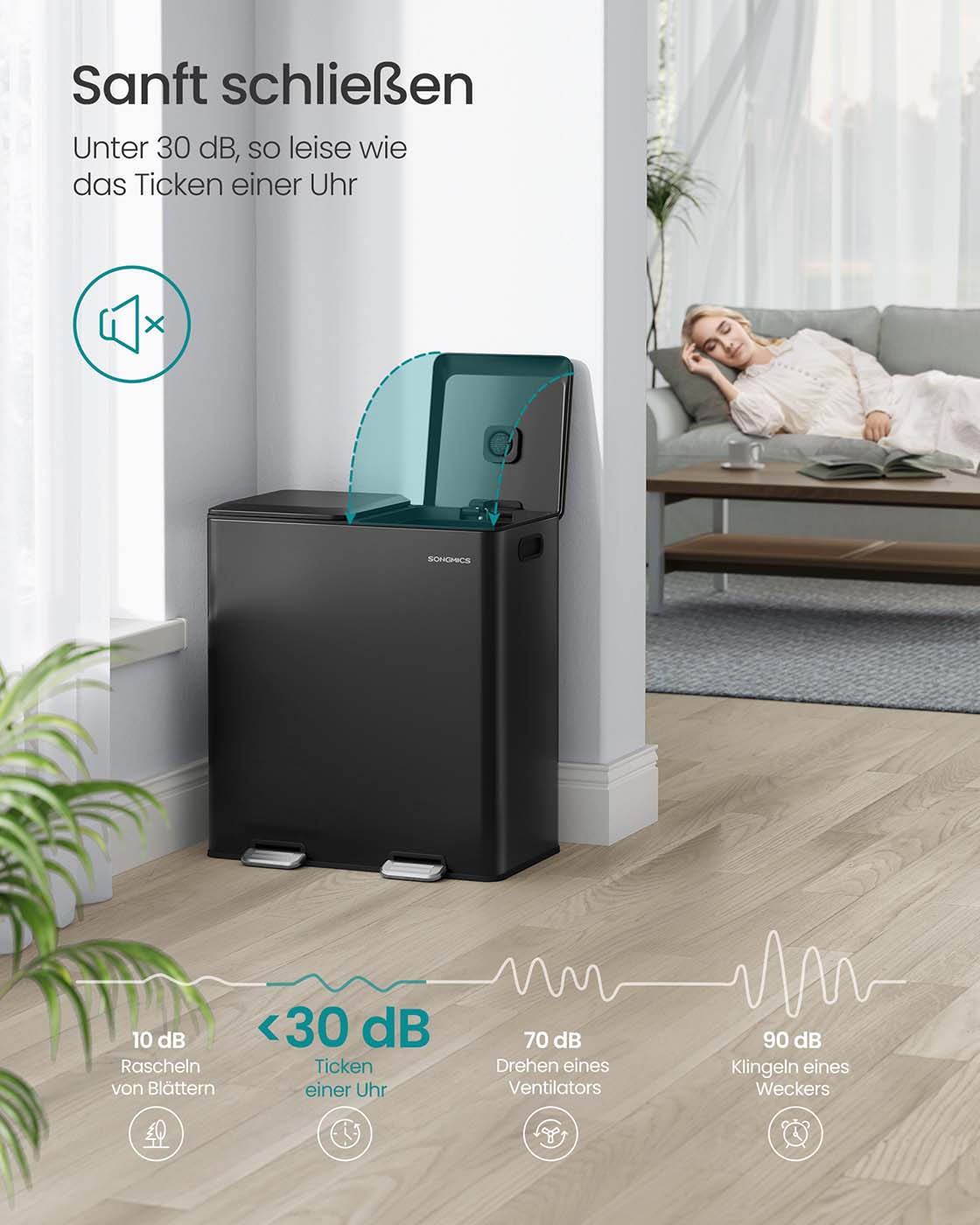 Prullenbak – 2 Compartimenten – Softclose Pedaal en Binnenemmers – Keuken