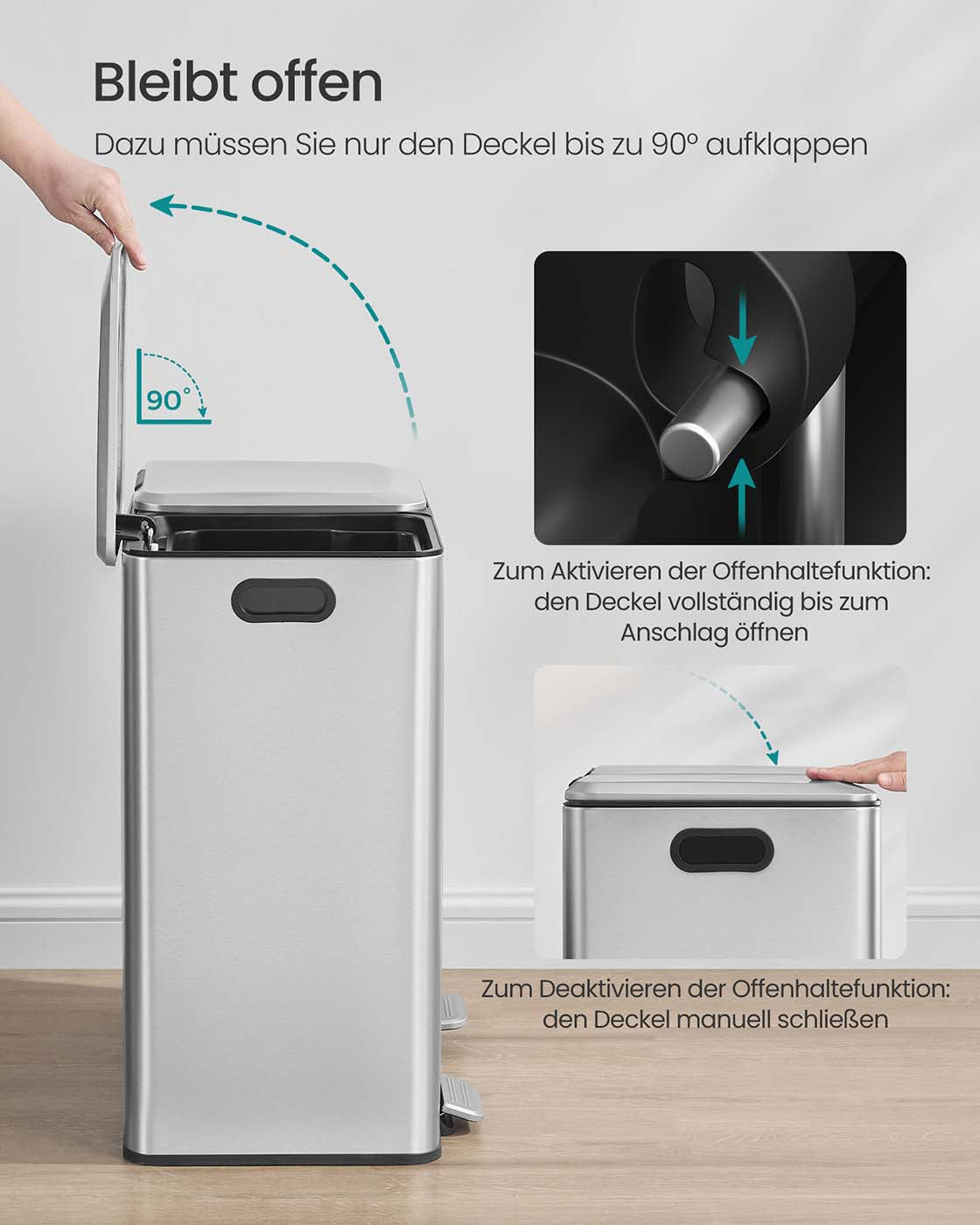 Prullenbak met 2 x 30 L compartimenten – Softclose deksel – Uitneembare binnenemmers