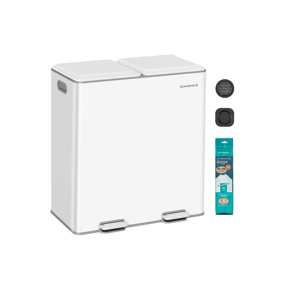 Prullenbak met 2 x 30 L compartimenten – Softclose deksel – Uitneembare binnenemmers