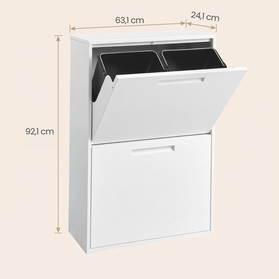 Afvalscheidingssysteem – 4 x 17 L – Geurdicht – Staal – Wit