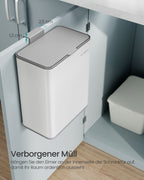 Hangende Prullenbak – 8 Liter – Staal – Wolkwit