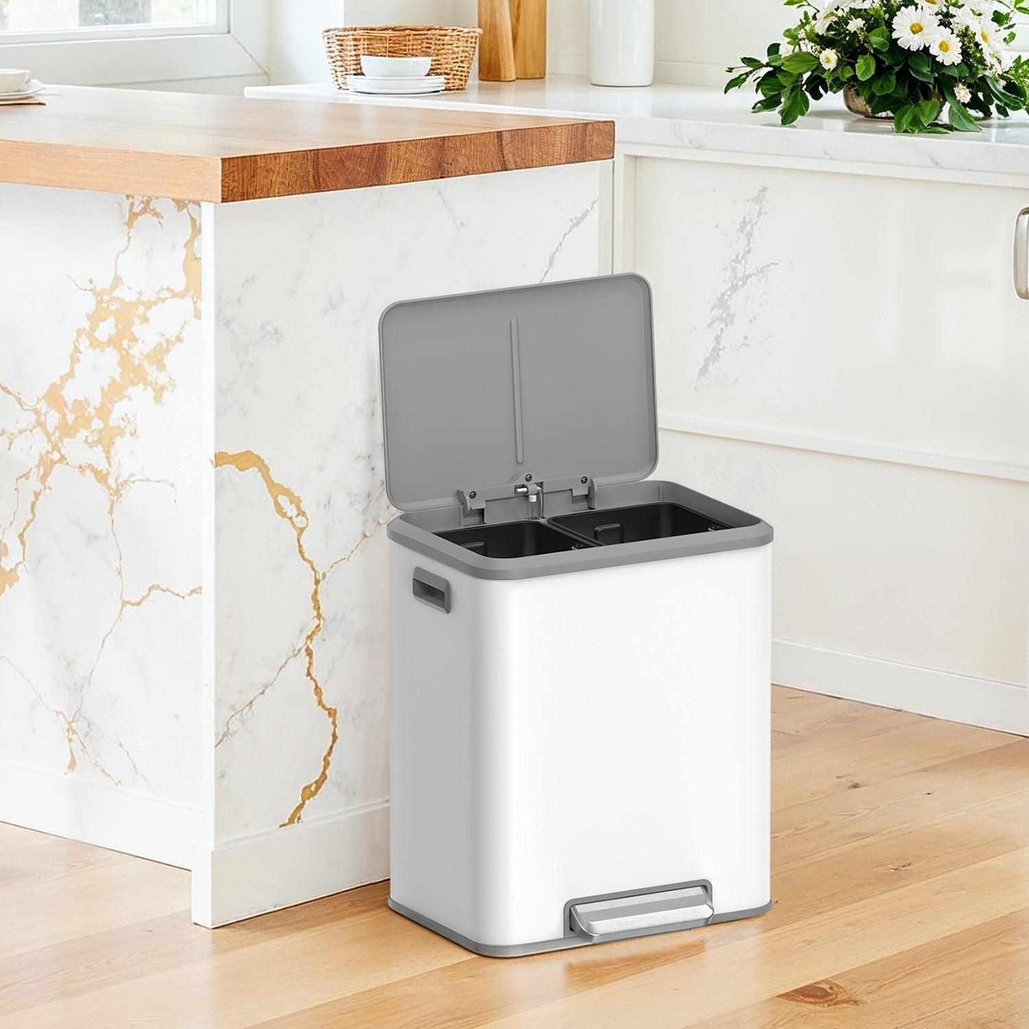 Afvalscheiding – 2 Compartimenten – Recycling – Wolkenwit