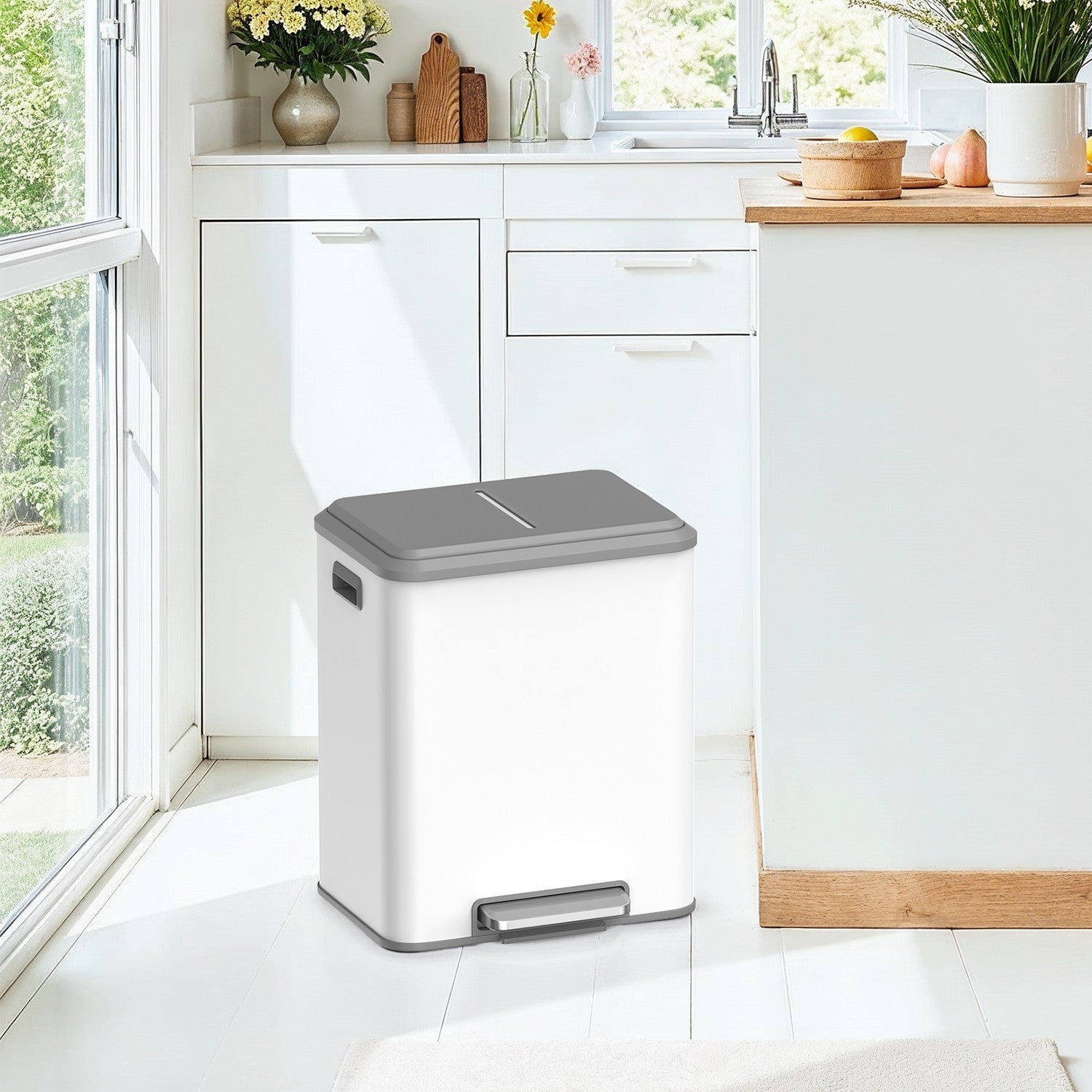 Afvalscheiding – 2 Compartimenten – Recycling – Wolkenwit