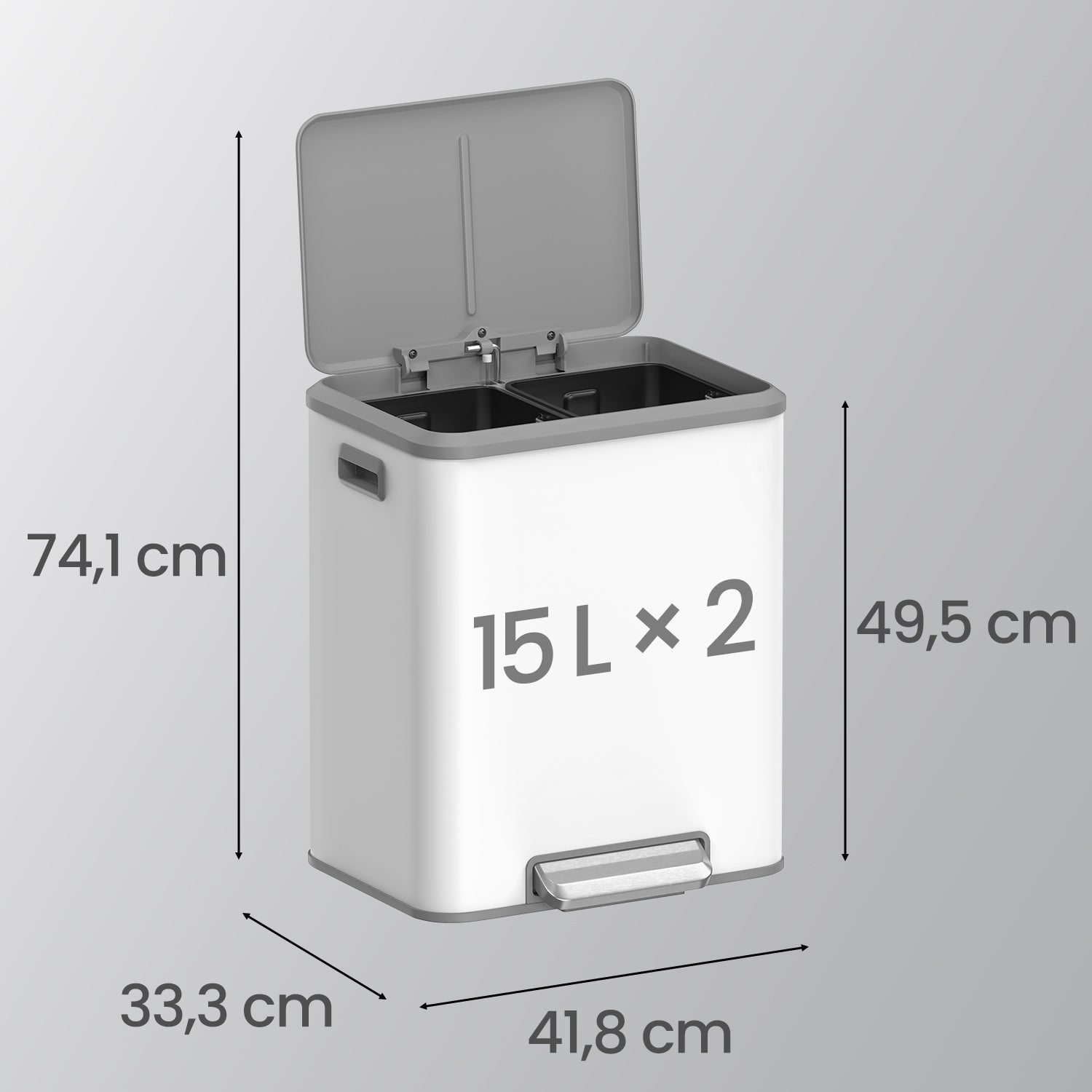 Afvalscheiding – 2 Compartimenten – Recycling – Wolkenwit