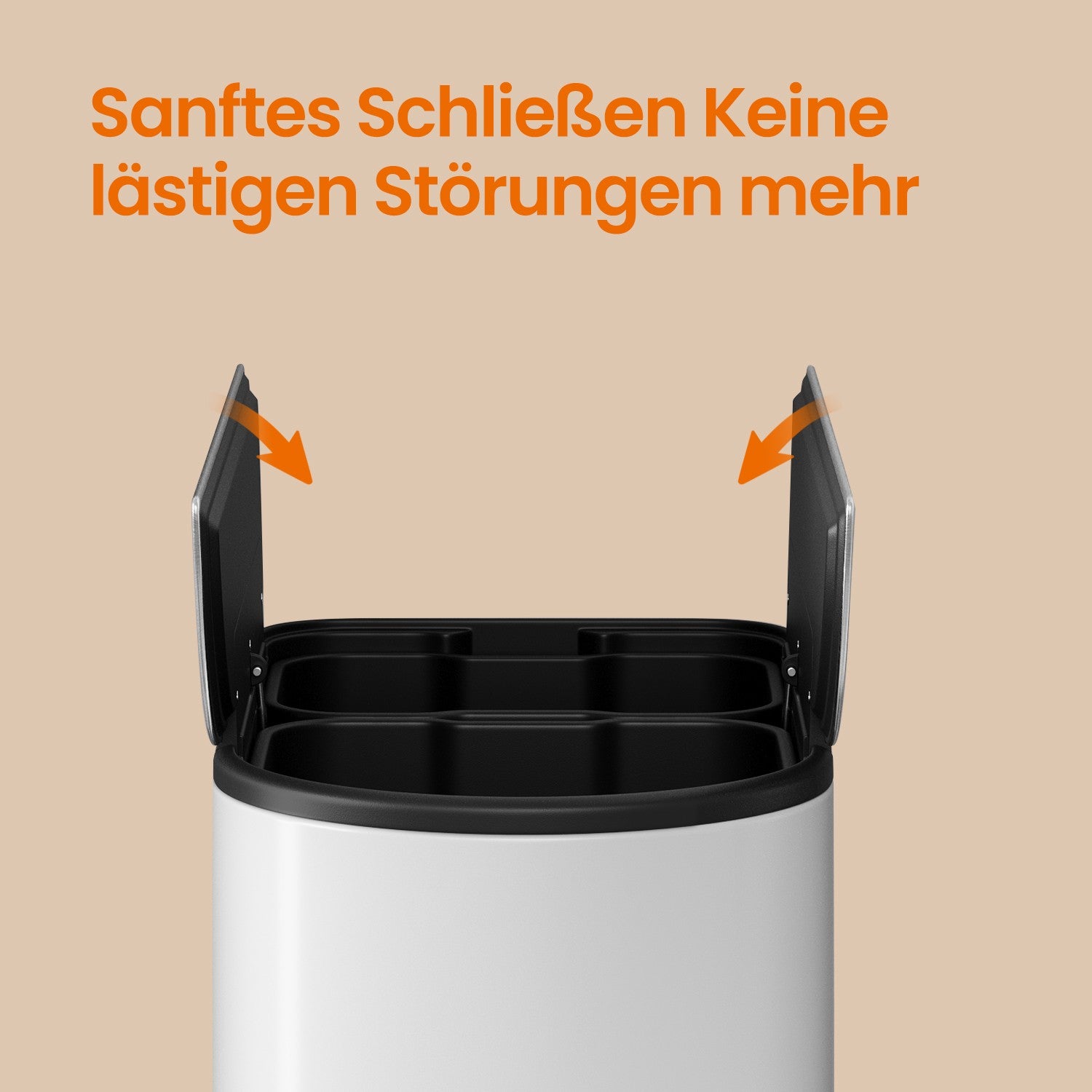 Afvalscheiding – 2 Compartimenten – Wolkenwit – Metallic Zilver