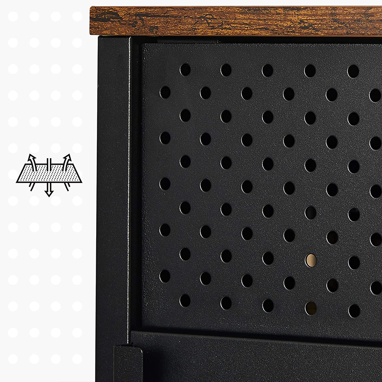 TV-kast - Tv meubel - Met verstelbare planken - Van metaal met houten blad - 2 kasten - Zwart