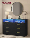 Commode - 40 x 119 x 81,2 cm - met ledverlichting en stekkerdoos - inktzwart - maximaal 75 kg bovenpaneelbelasting - maximaal 10 kg per lade