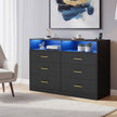 Commode - 6 Lades - Ledverlichting - Met Oplaadstation - Zwart