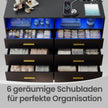Commode - 6 Lades - Ledverlichting - Met Oplaadstation - Zwart