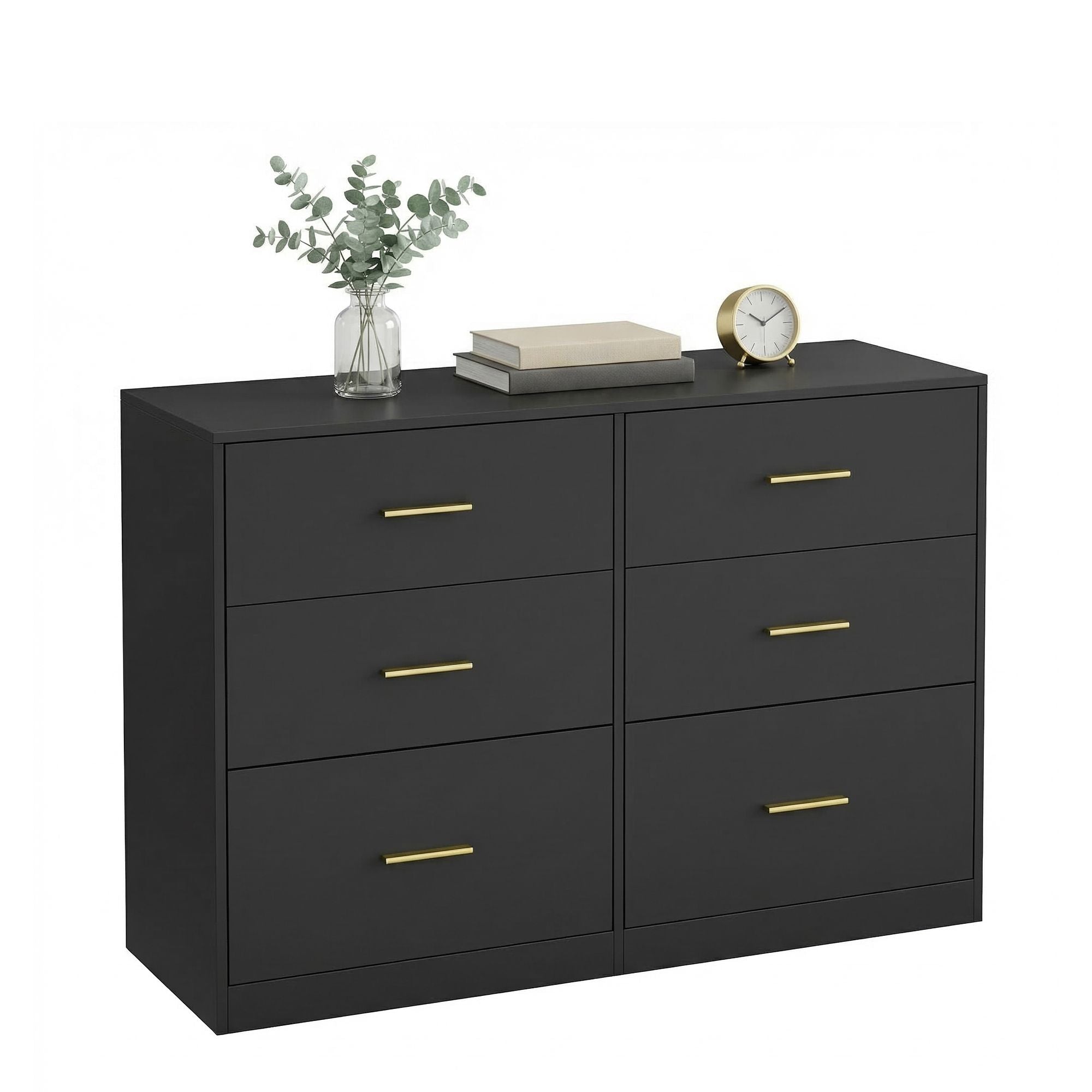 Commode - 6 Lades - Modern - 119 cm Breed - Zwart