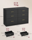 Commode - 40 x 119 x 78 cm - 6 lades - inktzwart - max. belasting bovenpaneel 75 kg - max. belasting per lade 10 kg