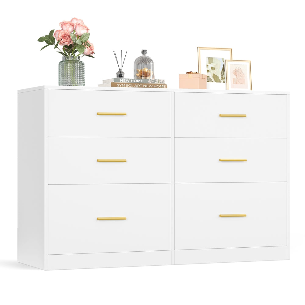 Commode - 40 x 119 x 78 cm - 6 lades - Wolkenwit - Max. lades belastbaarheid 10 kg - Max. bovenpaneel belastbaarheid 75 kg