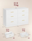Commode - 40 x 119 x 78 cm - 6 lades - Wolkenwit - Max. lades belastbaarheid 10 kg - Max. bovenpaneel belastbaarheid 75 kg