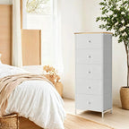 Ladekast – 5 Stoffen Lades – Metalen Frame – Geel-Wit