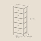 Ladekast – 5 Stoffen Lades – Metalen Frame – Geel-Wit