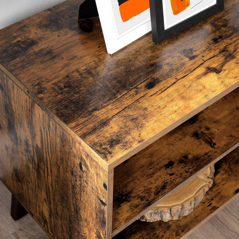 TV-meubel – Verstelbare planken – Rustiek bruin – Geschikt voor tv's tot 60 inch – Met opbergruimte en eenvoudige montage