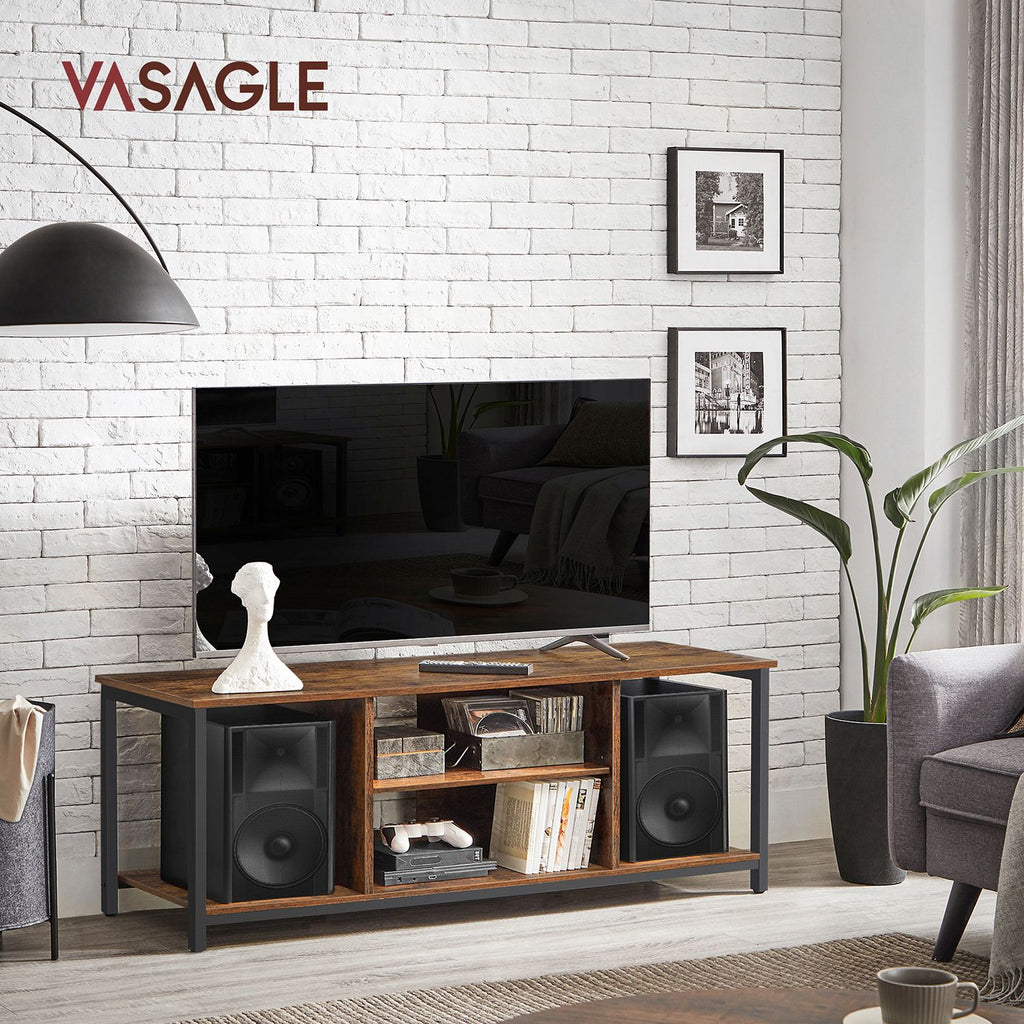 TV-meubel – open vakken – 40 x 120 x 50 cm – vintage bruin-zwart