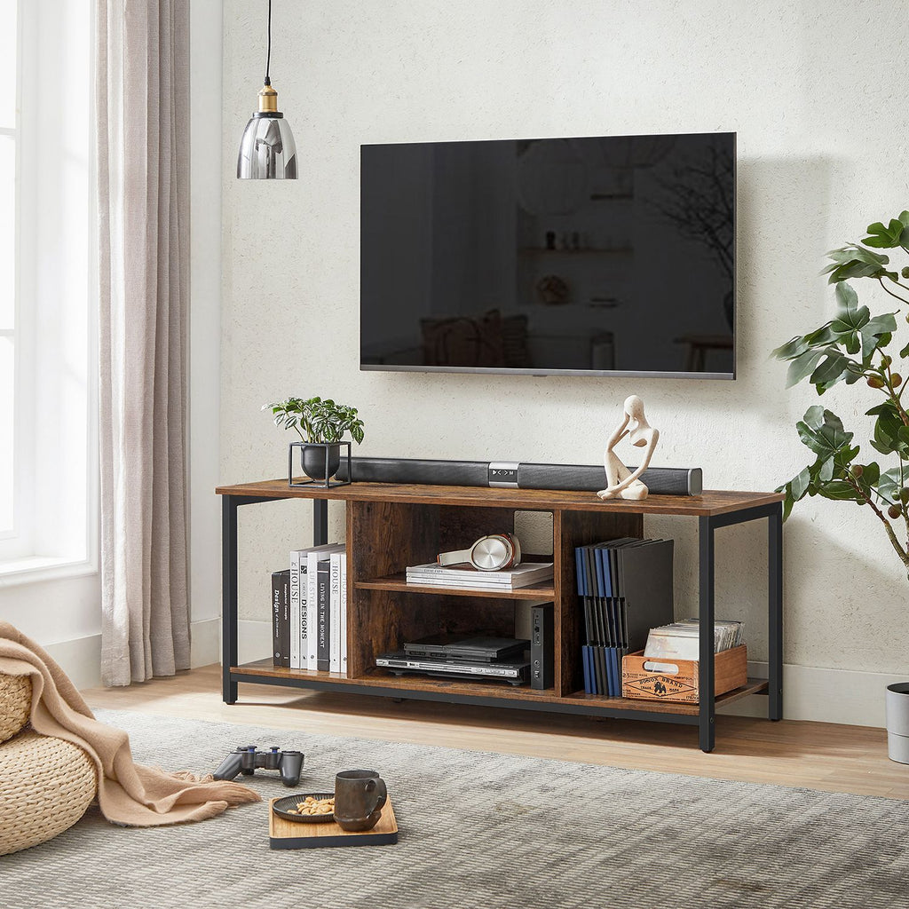 TV-meubel – open vakken – 40 x 120 x 50 cm – vintage bruin-zwart