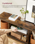 TV-meubel – open vakken – vintage bruin en inktzwart