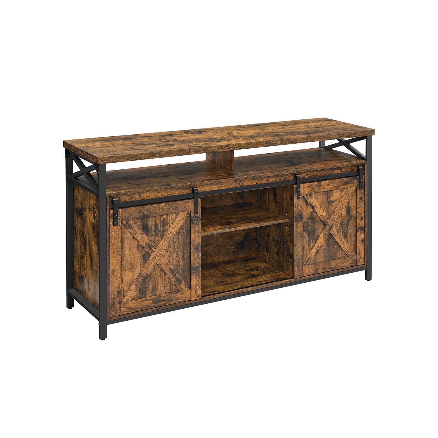 TV-meubel – landelijke stijl – vintage bruin-zwart