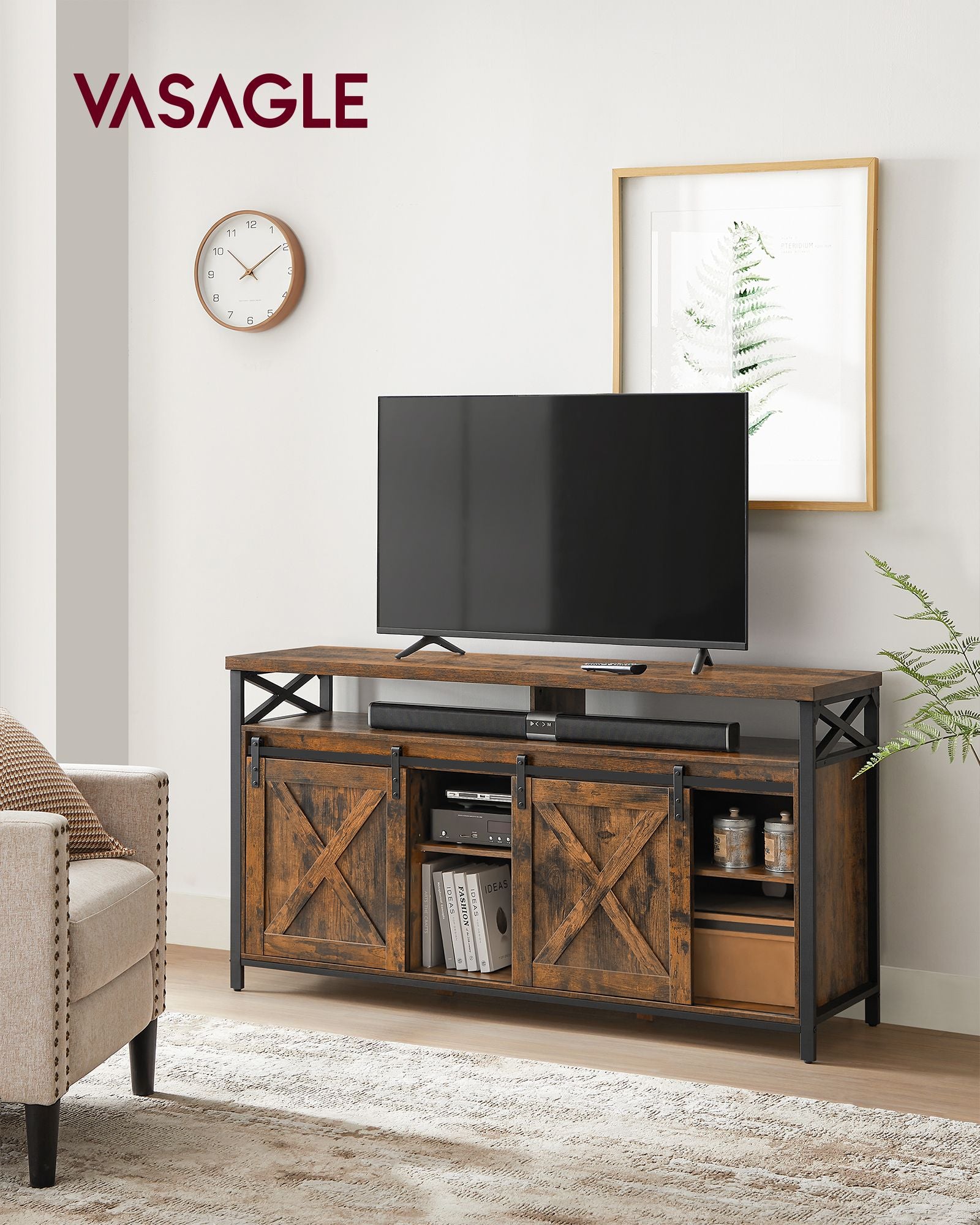 TV-meubel – landelijke stijl – vintage bruin-zwart