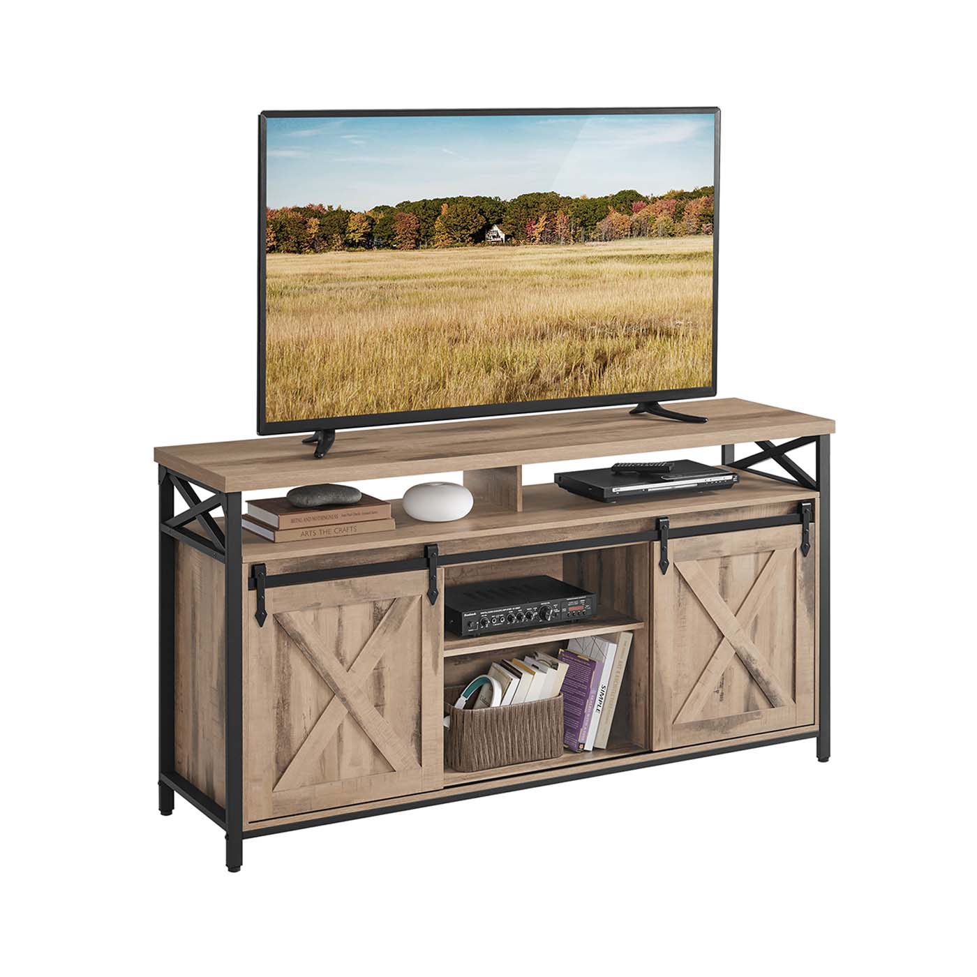 TV-meubel – landelijke stijl – vintage bruin-zwart