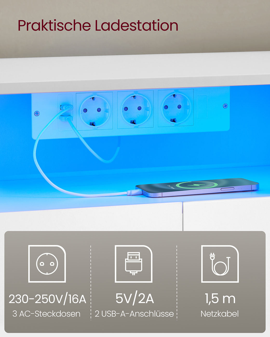 TV-meubel – L-vormig – Wolkenwit-naturel beige – Met opbergruimte – Verstelbare lengte (162–270 cm)