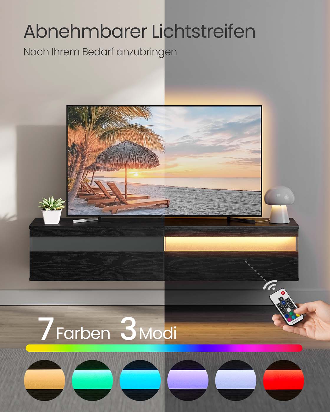 Hangend TV-lowboard 147 x 35 x 30 cm ebbenhout zwart