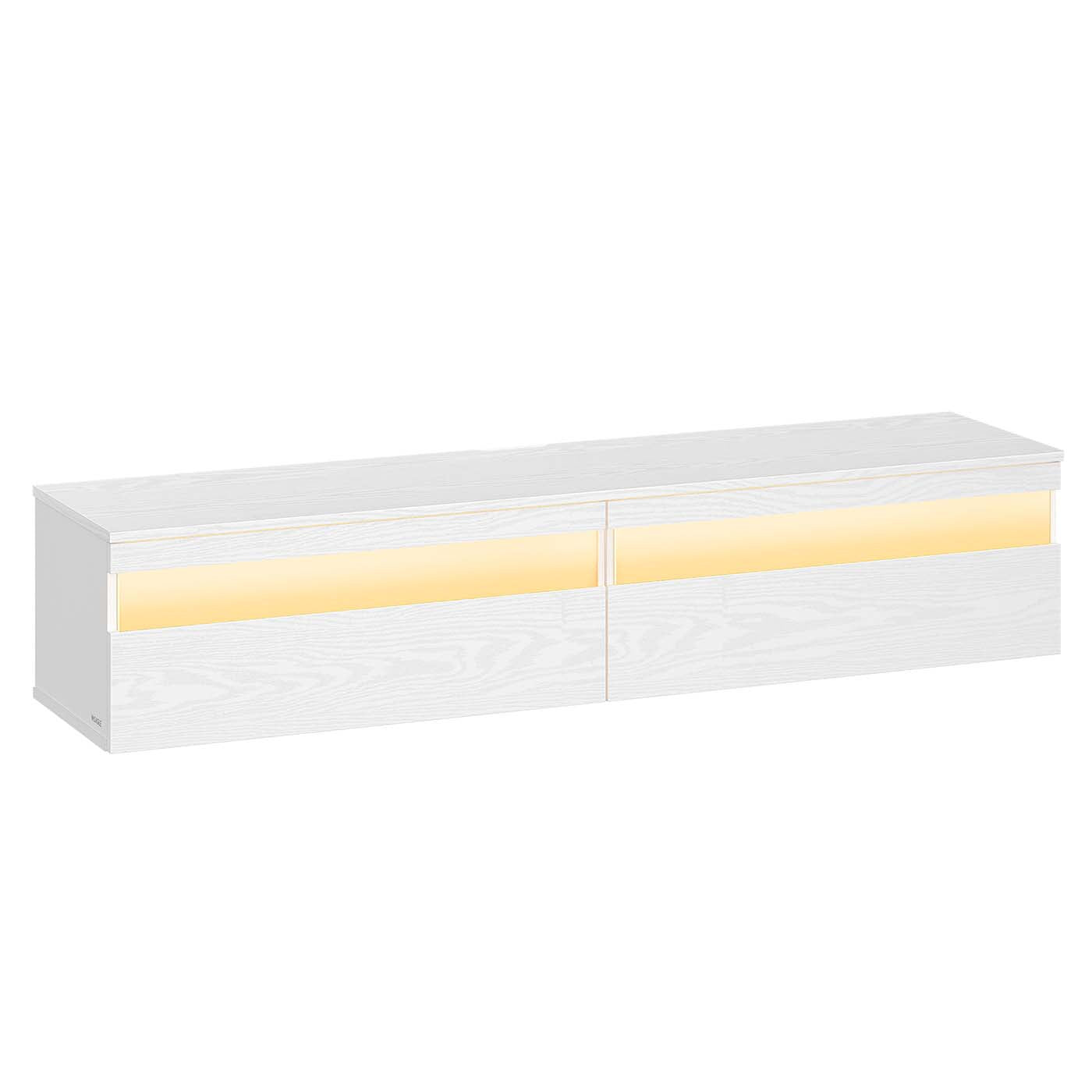 TV Meubel met verlichting (7 kleuren, 3 standen) - 147 x 35 x 30 cm  - 3x Stopcontact - 2x USB A - 2 opbergruimtes - Ebbenhout