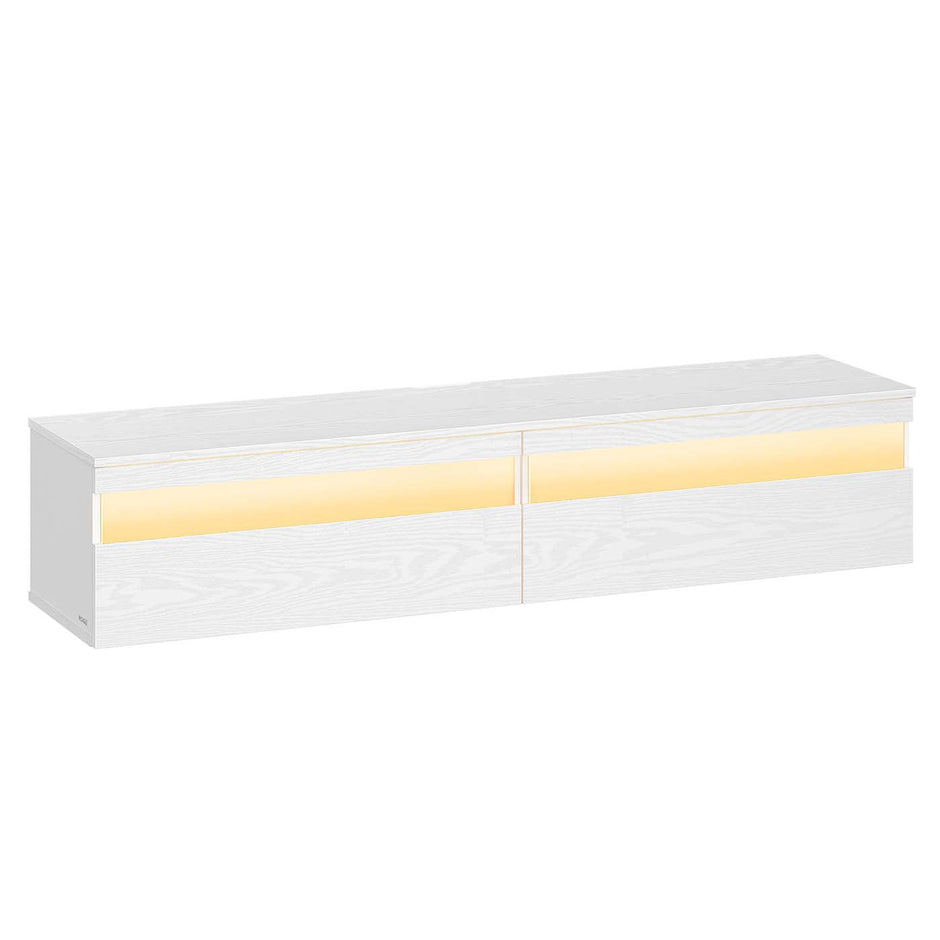 TV Meubel met verlichting (7 kleuren, 3 standen) - 147 x 35 x 30 cm  - 3x Stopcontact - 2x USB A - 2 opbergruimtes - Ebbenhout