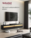 TV Meubel met verlichting (7 kleuren, 3 standen) - - 178 x 35 x 30 cm - 3x Stopcontact - 2x USB A - Twee opbergruimtes - Ebbenhout
