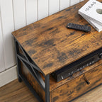 Tv-meubel – Met lades en open vakken – Vintage bruin en zwart