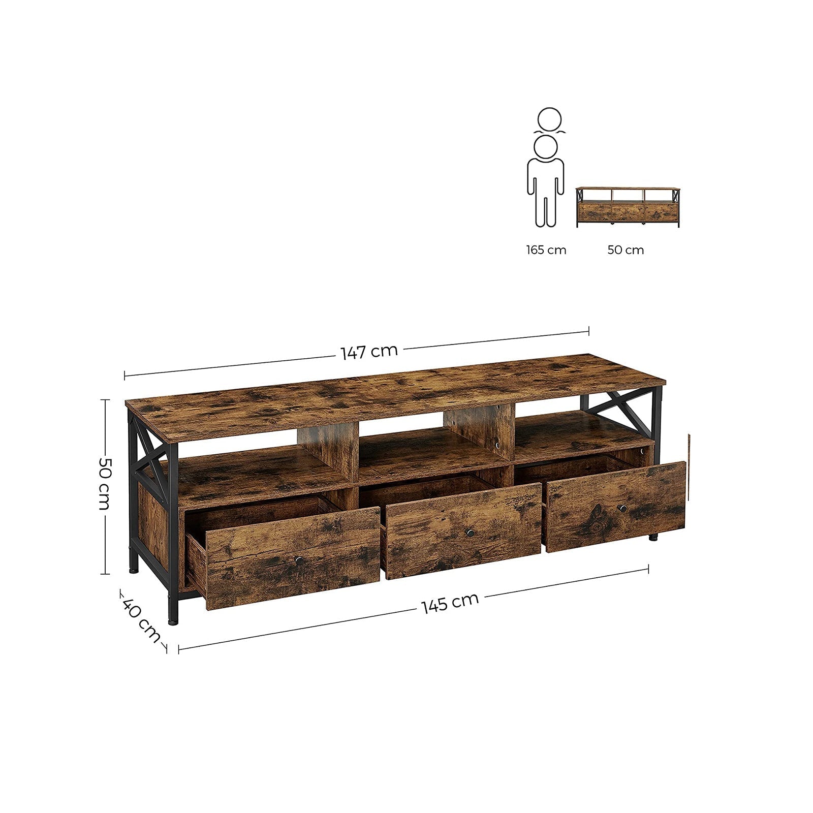 TV-meubel - Salontafel - Met 3 lades - Industrieel design