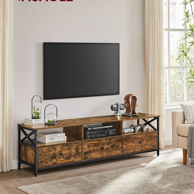 TV-meubel – Modern – Wit – 40 x 178 x 50 cm – Met 3 lades en open compartimenten – Voor TV’s tot 65 inch