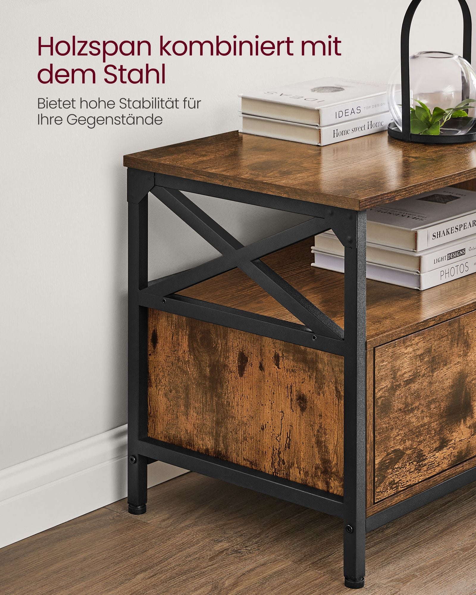 TV-meubel – Modern – Wit – 40 x 178 x 50 cm – Met 3 lades en open compartimenten – Voor TV’s tot 65 inch