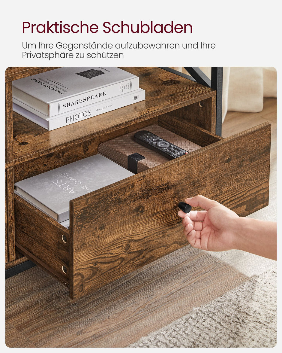 TV-meubel – Modern – Wit – 40 x 178 x 50 cm – Met 3 lades en open compartimenten – Voor TV’s tot 65 inch