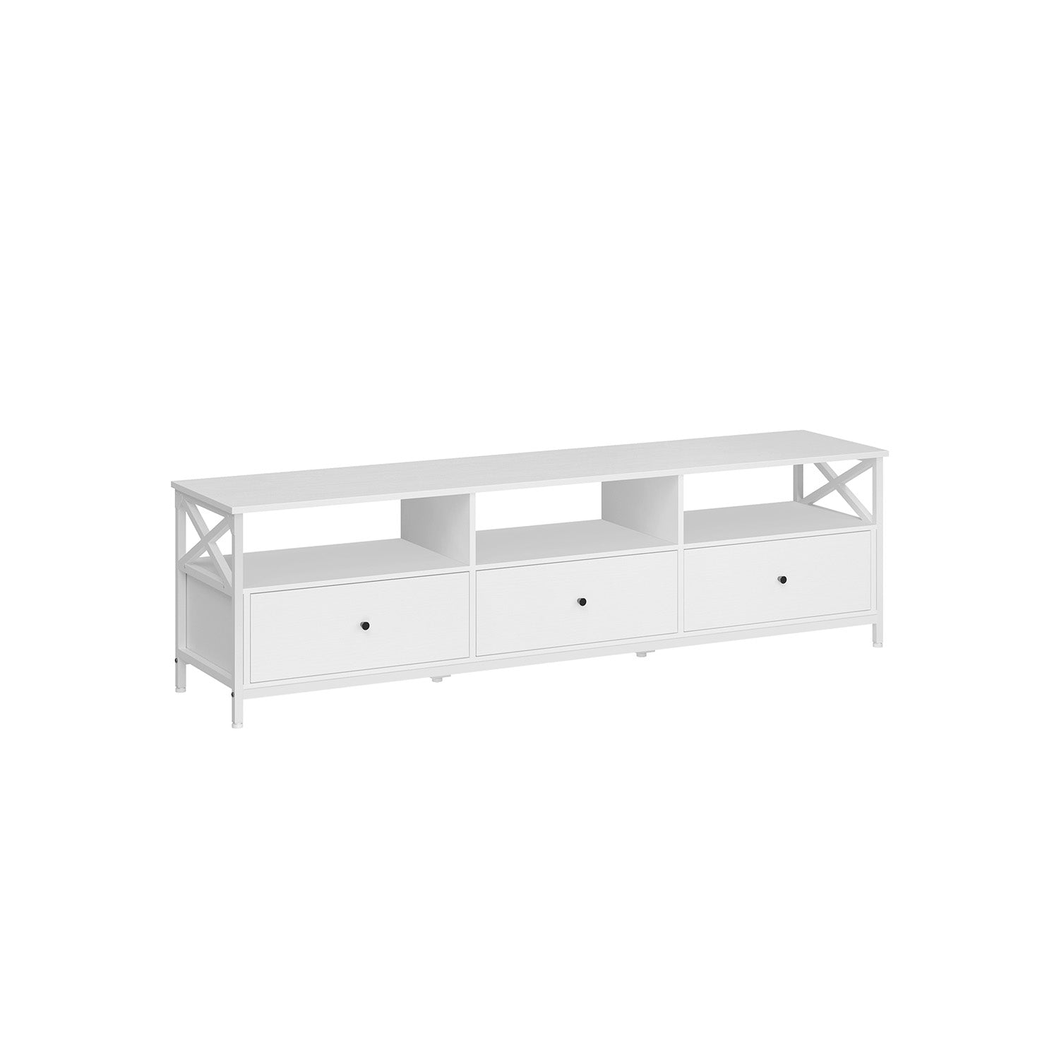 TV-meubel – Modern – Wit – 40 x 178 x 50 cm – Met 3 lades en open compartimenten – Voor TV’s tot 65 inch